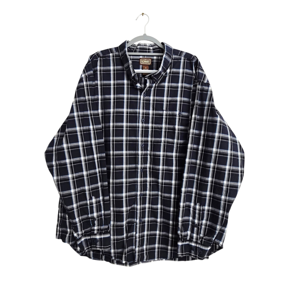 CE Schmidt Workwear Dark Navy & White Plaid Heavy Weight Long Sleeve Shirt 3XL